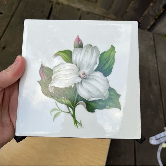 Vintage White Trillium Trivet - Picture 2 of 12